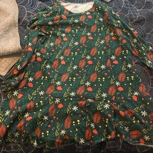Winter Water Factory Floral Green Dress with Red and Yellow Accents